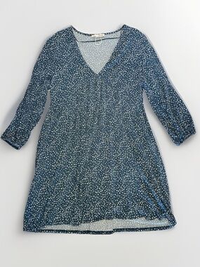 Pull&Bear Blue Floral Babydoll Pullover Long Sleeve Dress Size XL